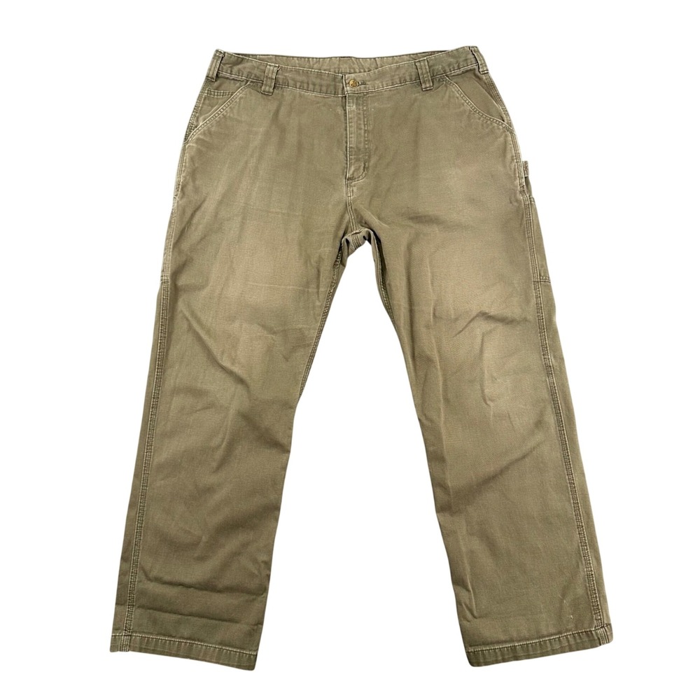 Carhartt Straight Twill Dungaree Pants Mens 42x32 Relaxed Fit Green Utility